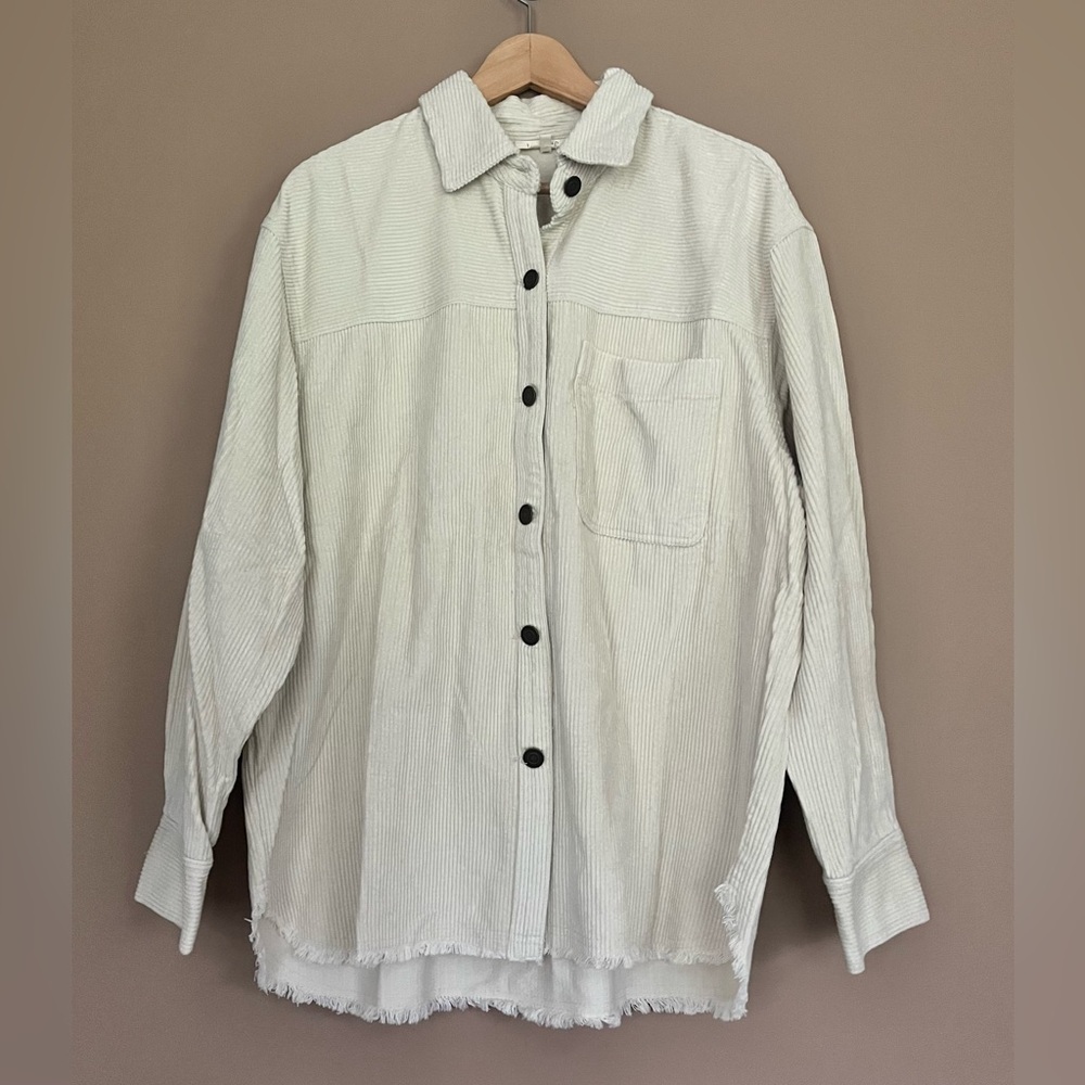 {La Miel} Corduroy Oversized Shacket Jacket in Cream - Womens Small - NWT
